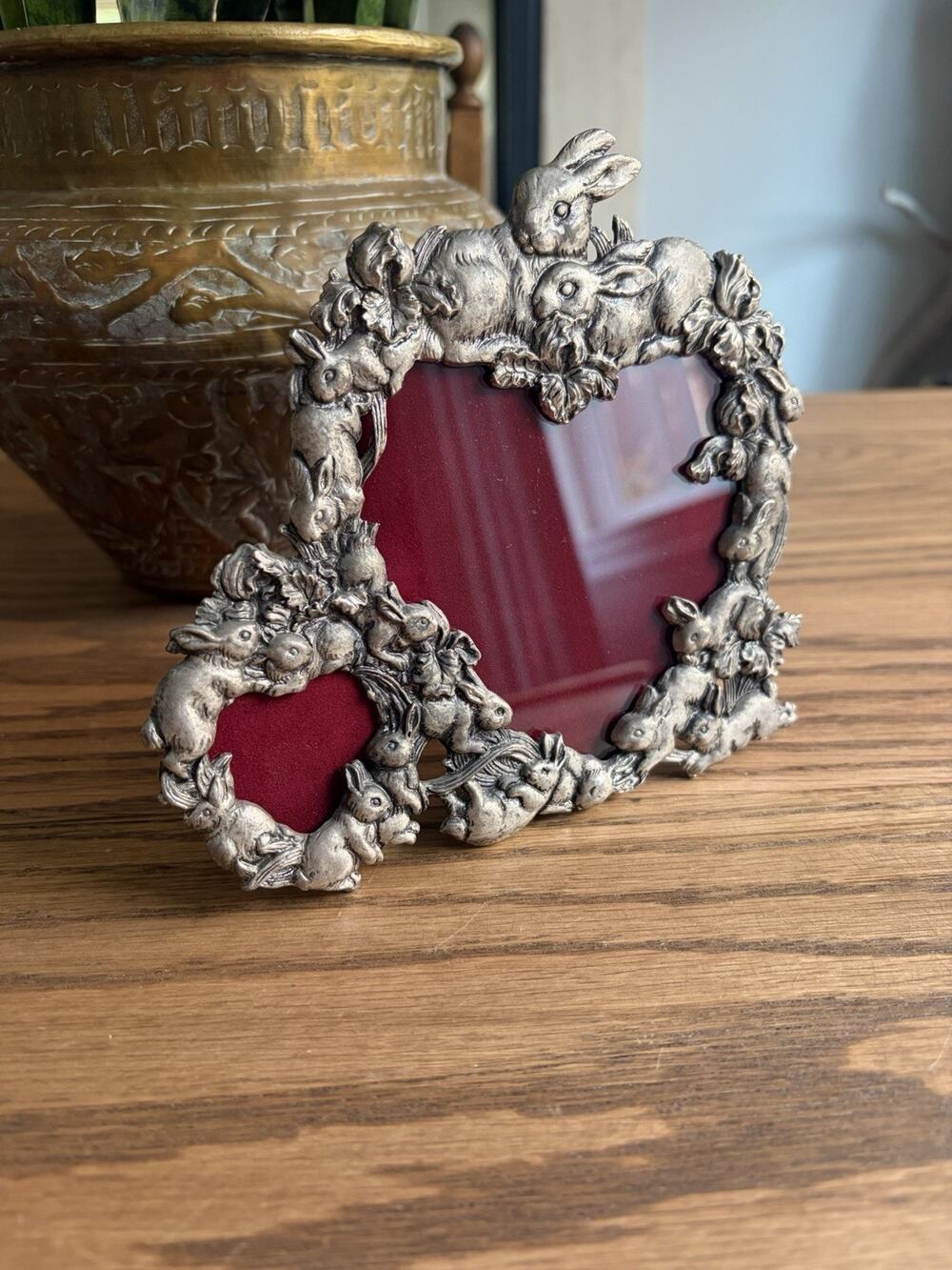 Vintage 1990s Pewter Rabbit Frame Arthur Court Bunny Picture Frame Cottagecore